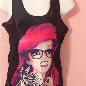 Black Tank top shirt with gothic little mermaid